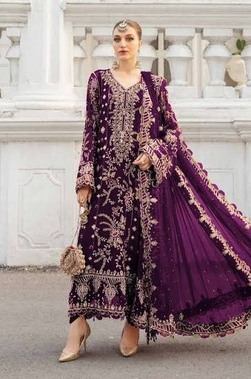 WardrobePak Chiffon Embroidered Festive Party Suit